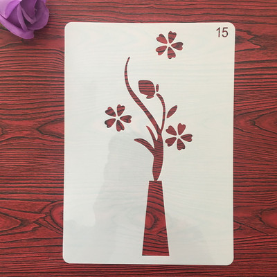 Šablona za slikanje Spomenar bojanje Flower Leaf Border Reljefni album Ukrasna šablona, A4 29 cm, 1 KOM plastična šablona