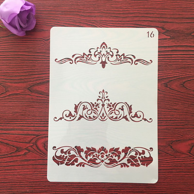 Šablona za slikanje Spomenar bojanje Flower Leaf Border Reljefni album Ukrasna šablona, A4 29 cm, 1 KOM plastična šablona