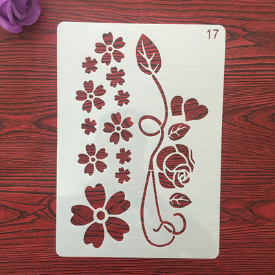 Šablona za slikanje Spomenar bojanje Flower Leaf Border Reljefni album Ukrasna šablona, A4 29 cm, 1 KOM plastična šablona