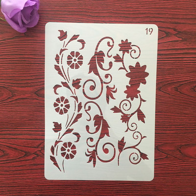 Šablona za slikanje Spomenar bojanje Flower Leaf Border Reljefni album Ukrasna šablona, A4 29 cm, 1 KOM plastična šablona
