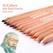 12 creioane pastelate moi profesionale, tenuri de piele din lemn, creioane colorate pastel, pentru desen, lapices de culori, articole de papetărie