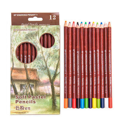 12 creioane pastelate moi profesionale, tenuri de piele din lemn, creioane colorate pastel, pentru desen, lapices de culori, articole de papetărie