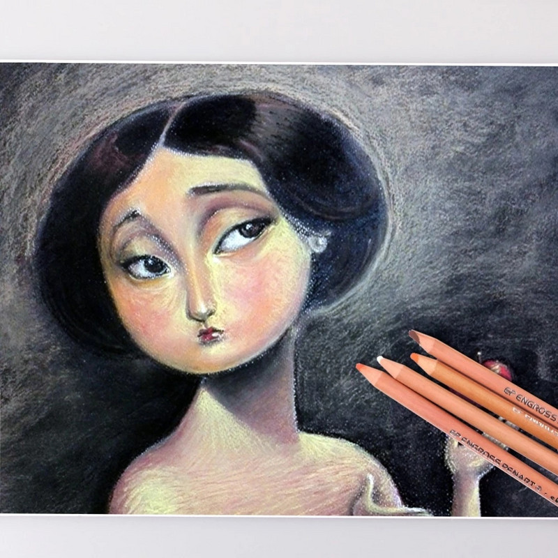 12 creioane pastelate moi profesionale, tenuri de piele din lemn, creioane colorate pastel, pentru desen, lapices de culori, articole de papetărie