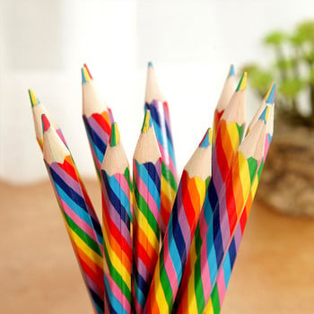12 бр. 4 в 1 цветен молив с дъга, комплект цветни моливи, художествено училище, деца, студенти, пособия за писане, рисуване, графити, рисунка
