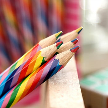 12 бр. 4 в 1 цветен молив с дъга, комплект цветни моливи, художествено училище, деца, студенти, пособия за писане, рисуване, графити, рисунка