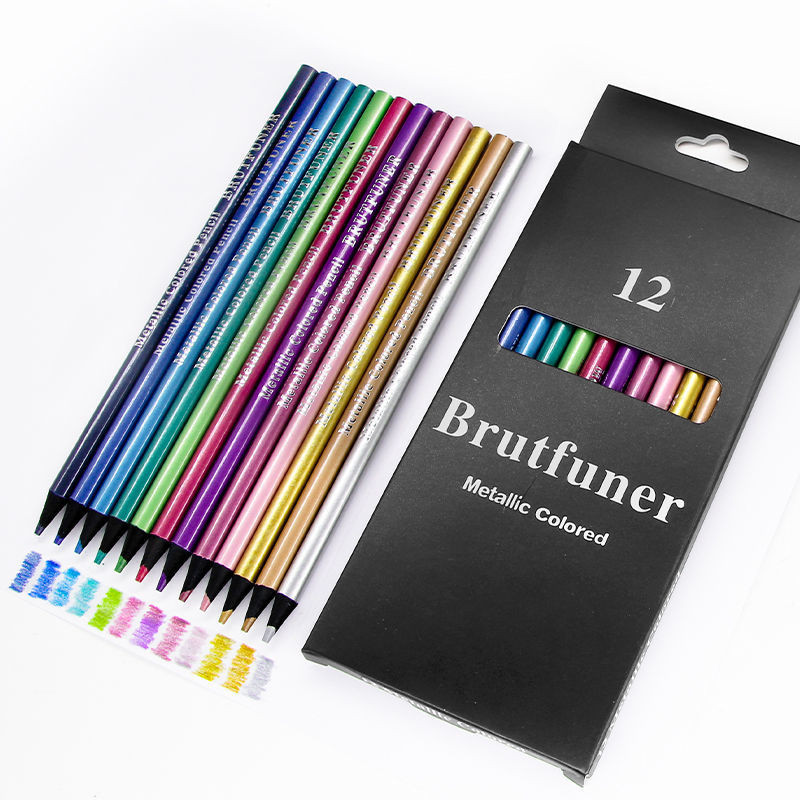 Brutfuner 12 Creioane colorate metalice de culoare Set de schițe pentru desen Creioane colorate de colorat Articole de artă pentru profesie