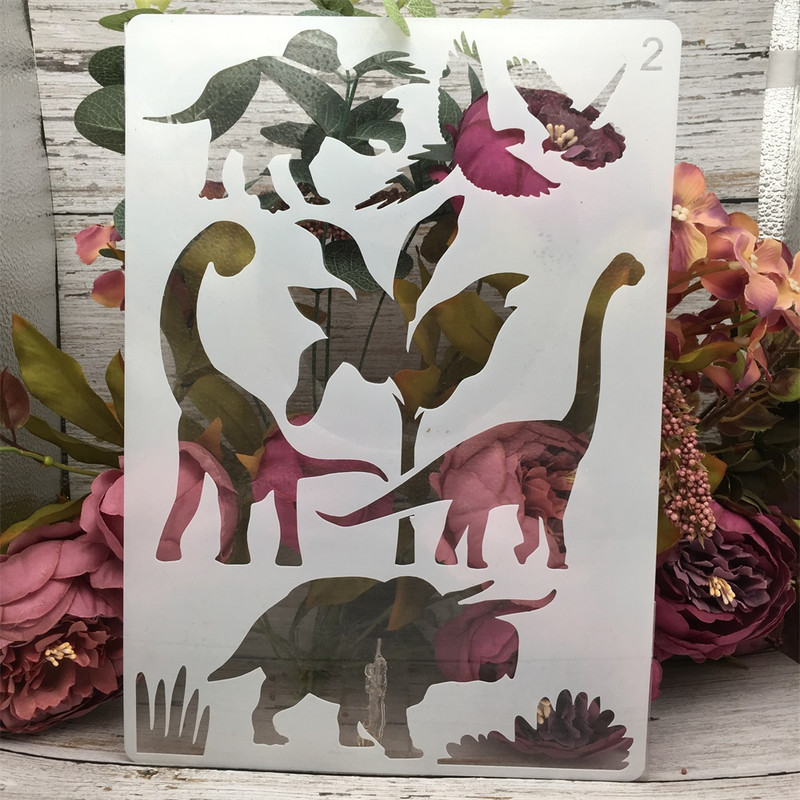 4 τεμ. A4 29cm Dinosaur Camel Wild Animals DIY Layering Stencils Ζωγραφική Λεύκωμα χρωματισμού Ανάγλυφο Διακοσμητικό πρότυπο άλμπουμ