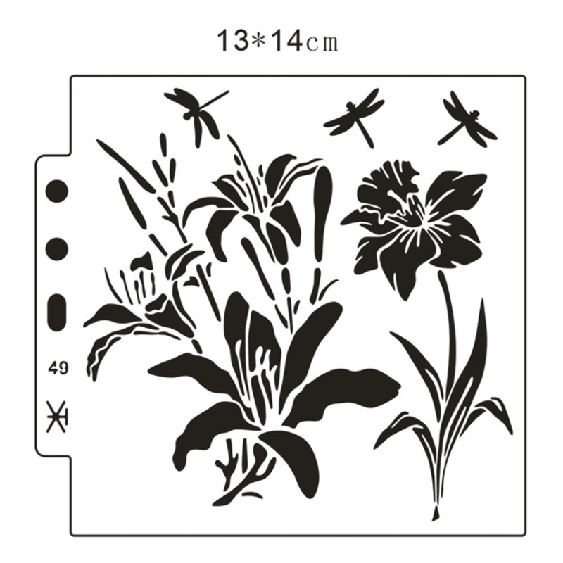 2 kom šablone Dragonfly Flower DIY Zidovi Slojevi Predložak za slikanje Scrapbooking Reljefni album Dekor za višekratnu upotrebu