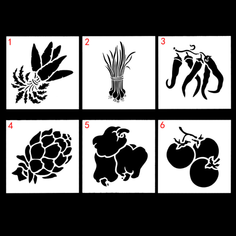 2 kom Povrće Voće Šablona DIY Slojevi zidova Predložak za slikanje Dekoracija Scrapbooking Pribor za utiskivanje za višekratnu upotrebu