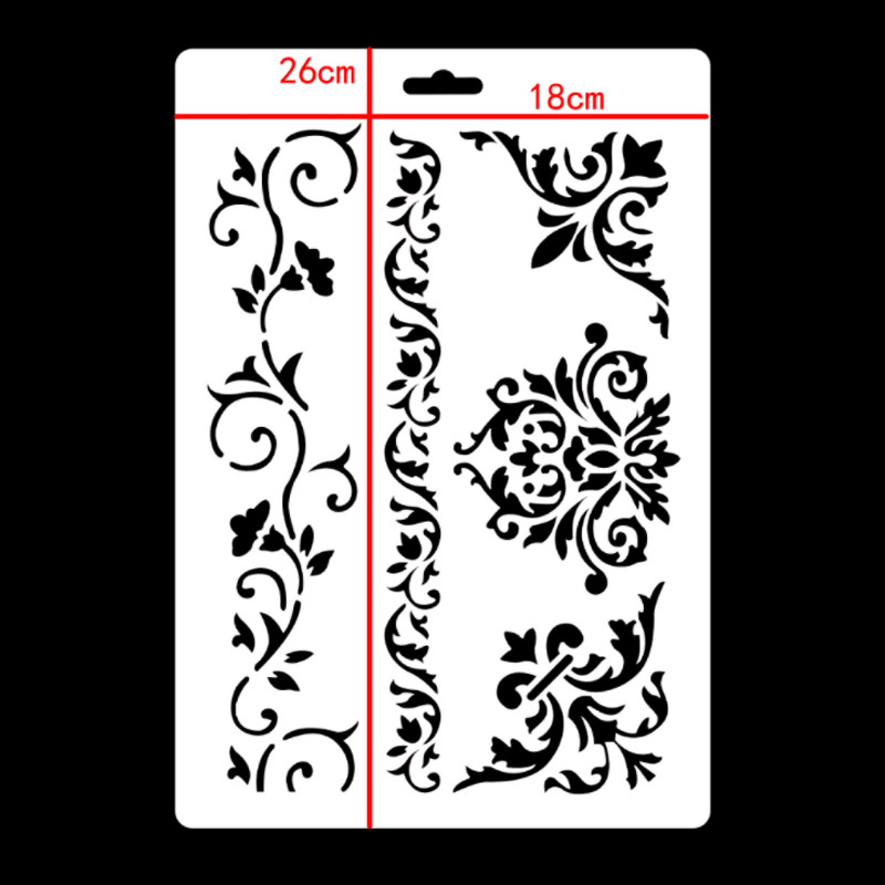2 kom 26*18 cm kruna šablona cvijet vinove loze DIY slojevi za zidove Predložak za slikanje dekoracija Scrapbooking pribor za utiskivanje