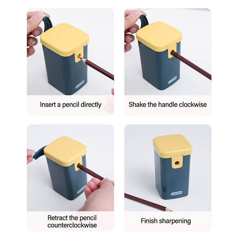 Ascuțitorul de creioane simplu cu premiu pentru studenți introduce automat plumb Unelte mecanice cu manevră manuală Mine anti-lipire