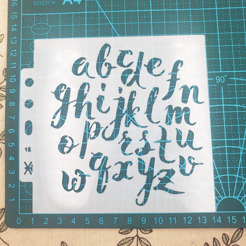 2 τμχ Πρότυπο ζωγραφικής με στένσιλ Letter Triangle DIY Walls Scrapbooking Diary Album Coloring Ανάγλυφο Διακόσμηση Graffiti επαναχρησιμοποιήσιμα