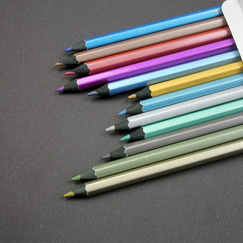 Marco Raffine Fine Metallic Color Pencil Set Professional Painting Art Черен дървен молив Метален пастел Канцеларски материали за рисуване Училище