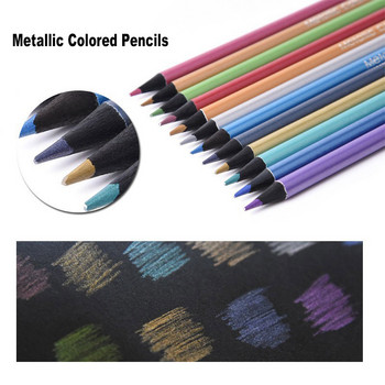 Комплект от 12 бр. Метални цветни моливи Черно дърво 3,0 мм олово за художник Оцветяване Живопис Рисуване Скица Професионални арт консумативи