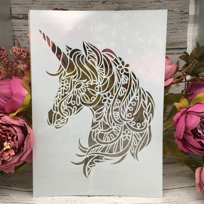 A4 29cm Unicorn DIY Layering Stencils Wall Painting Scrapbook Coloring ανάγλυφο άλμπουμ Διακοσμητικό χάρτινο πρότυπο κάρτας