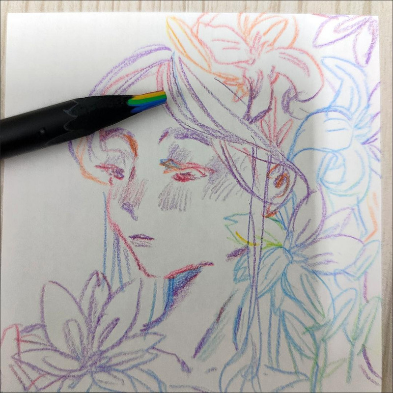 5 komada duginih olovki pastelnih bojica, set olovaka u boji s koncentričnim gradijentom u 7 boja, jeftin kawaii pribor, umjetnička slika, crtež