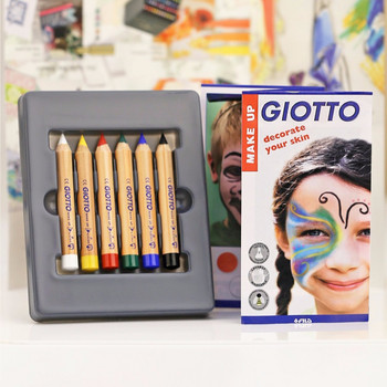 Италия Giotto 6 цвята, естествени деца, лице, тяло, маркировка, пастелен молив, парти, грим, рисуване с пастели, училище за рисуване за деца
