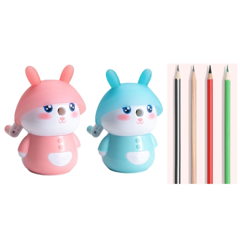 C1FB animacinių filmų triušio pieštukų drožtukas rankomis drebantis pieštukų drožtukas mokiniams