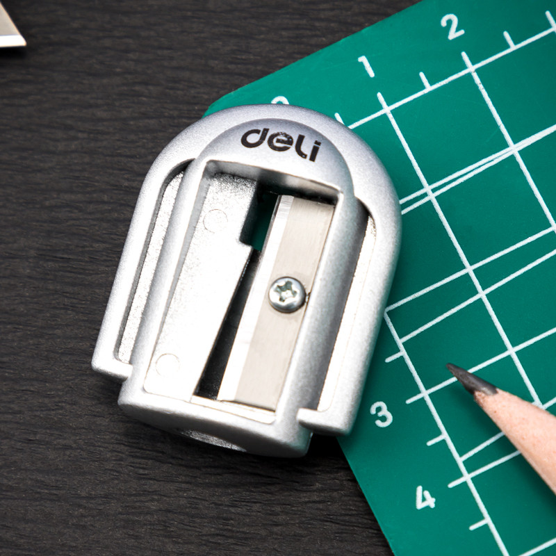 Deli 0595 Ascuțitor de creion din aliaj de zinc, portabil, metal, mini portabil, cu o singură gaură, rechizite pentru studenți, articole de papetărie