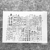 A4 29 cm Metropolis Gradske zgrade DIY Šablone za slojeve Zidne slike Spomenar Bojanje Album za utiskivanje Ukrasni predložak