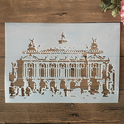 A4 29 cm Metropolis Gradske zgrade DIY Šablone za slojeve Zidne slike Spomenar Bojanje Album za utiskivanje Ukrasni predložak