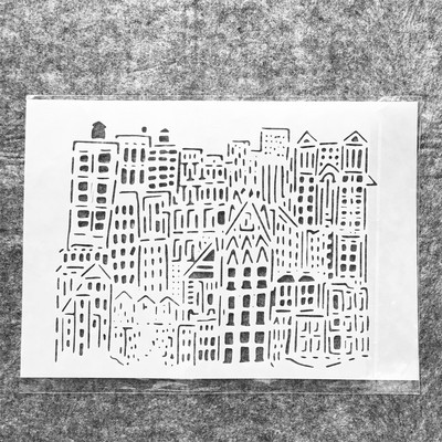 A4 29 cm Metropolis Gradske zgrade DIY Šablone za slojeve Zidne slike Spomenar Bojanje Album za utiskivanje Ukrasni predložak