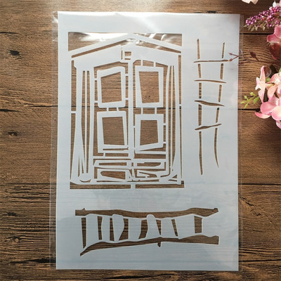 A4 29 cm Metropolis Gradske zgrade DIY Šablone za slojeve Zidne slike Spomenar Bojanje Album za utiskivanje Ukrasni predložak