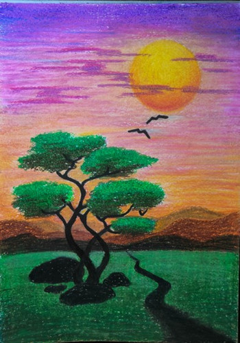 A4 29cm Moon Road Tree Night DIY Στένσιλ στρώσεων τοίχου Ζωγραφική Λεύκωμα χρωματισμού Ανάγλυφο διακοσμητικό πρότυπο άλμπουμ