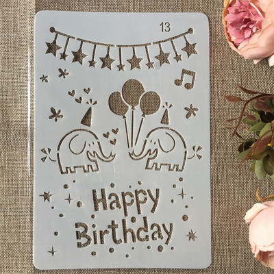 Νέο 26cm Happy Birthday Cake DIY Craft Layering Stencils Ζωγραφική Scrapbooking Stamping ανάγλυφο Πρότυπο κάρτας άλμπουμ
