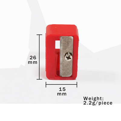 Plastikinis mini raudonas pieštukų drožtuvas su viena skyle studentams raštinės reikmenys stačiakampis pjaustyklės peilis mažas rankinis pieštukų drožtuvas