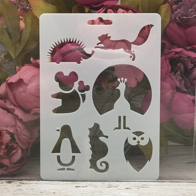 4 buc/set 17,8*12,7 cm Dinozaur Girafă Animale DIY Stratificare Șabloane Pictură Album de însemnări de colorat embosare Album Decor șablon