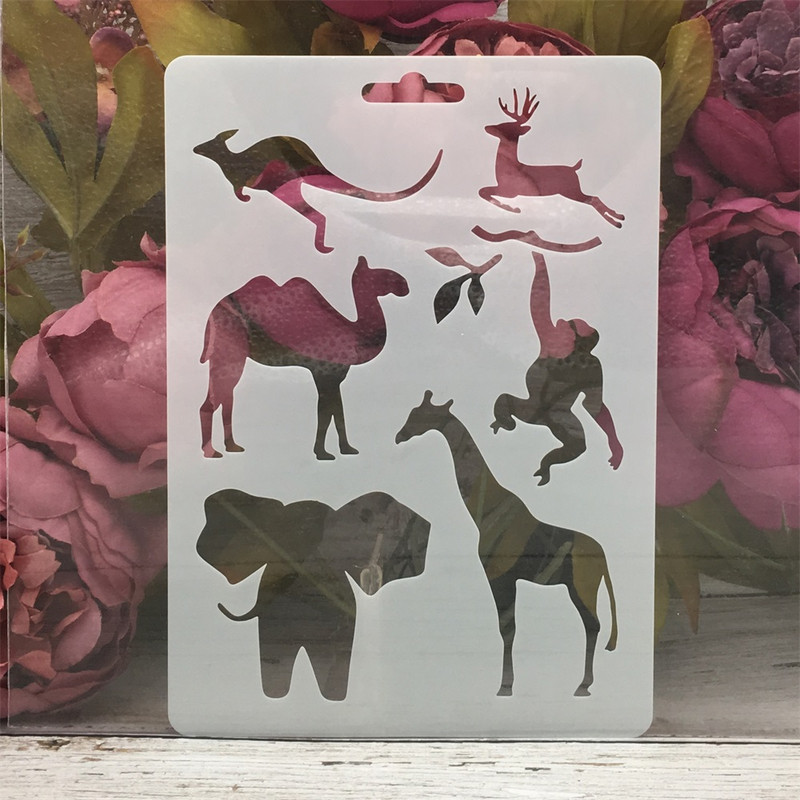 4 buc/set 17,8*12,7 cm Dinozaur Girafă Animale DIY Stratificare Șabloane Pictură Album de însemnări de colorat embosare Album Decor șablon