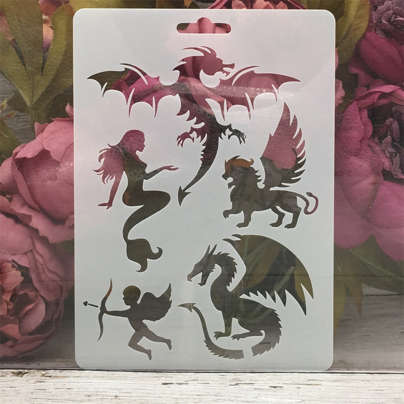 4 buc/set 17,8*12,7 cm Dinozaur Girafă Animale DIY Stratificare Șabloane Pictură Album de însemnări de colorat embosare Album Decor șablon
