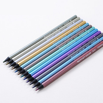 Marco Professional 12 цвята метални цветни моливи Комплект дървени моливи за рисуване Комплект моливи за скици за училищни артикули