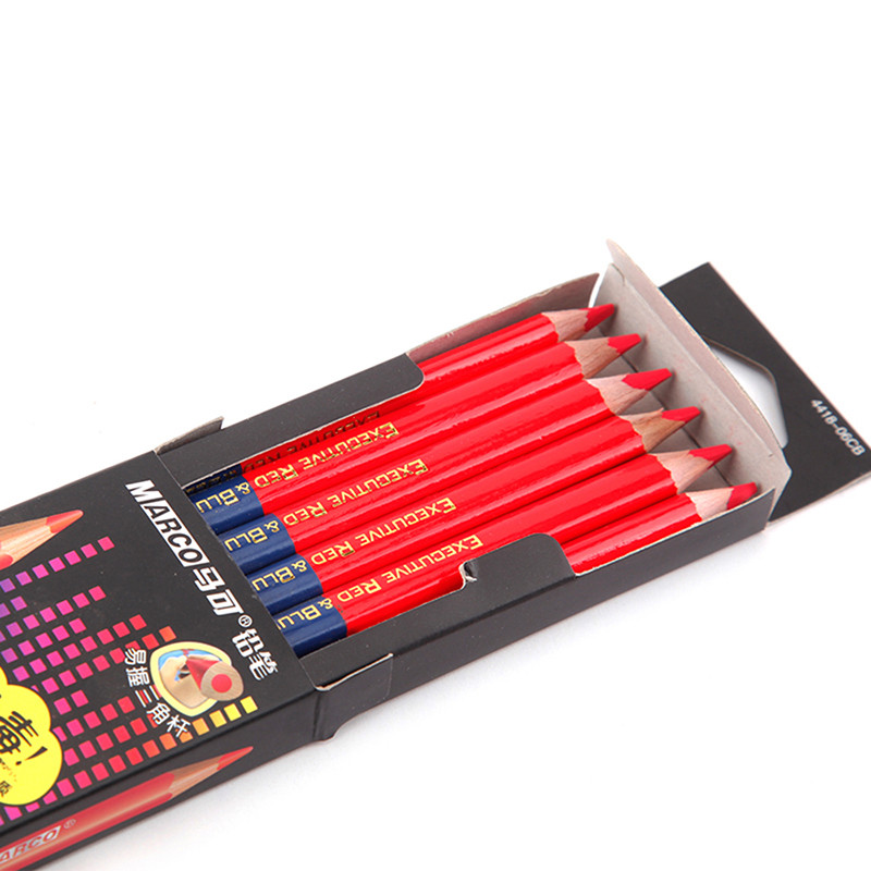 Marco 4418-06 crvene i plave dvostrane olovke u boji, grubi trokutasti markeri, olovke za grafite