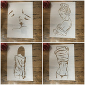 4Pcs A4 29cm Seksi djevojke ljubitelji poljupca DIY Šablone za slojeve Zidne slike Album za utiskivanje Ukrasni predložak