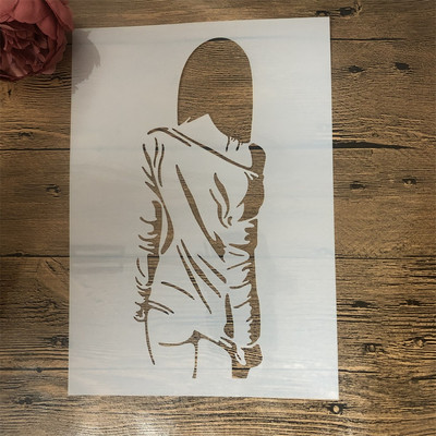 4Pcs A4 29cm Seksi djevojke ljubitelji poljupca DIY Šablone za slojeve Zidne slike Album za utiskivanje Ukrasni predložak