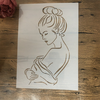 4Pcs A4 29cm Seksi djevojke ljubitelji poljupca DIY Šablone za slojeve Zidne slike Album za utiskivanje Ukrasni predložak