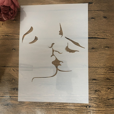 4Pcs A4 29cm Seksi djevojke ljubitelji poljupca DIY Šablone za slojeve Zidne slike Album za utiskivanje Ukrasni predložak