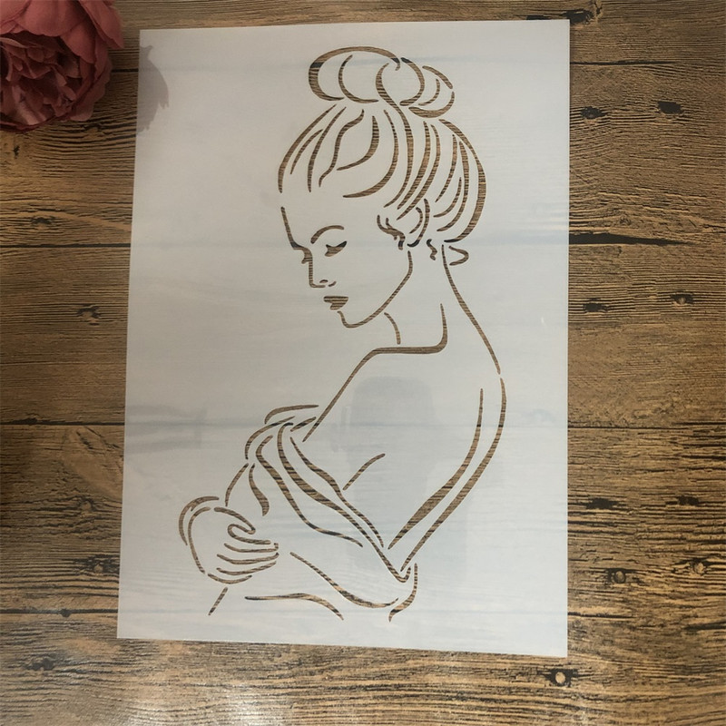 4Pcs A4 29cm Seksi djevojke ljubitelji poljupca DIY Šablone za slojeve Zidne slike Album za utiskivanje Ukrasni predložak