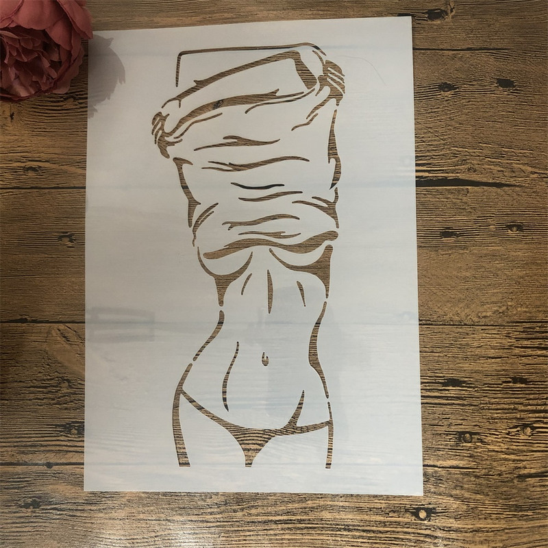 4Pcs A4 29cm Seksi djevojke ljubitelji poljupca DIY Šablone za slojeve Zidne slike Album za utiskivanje Ukrasni predložak