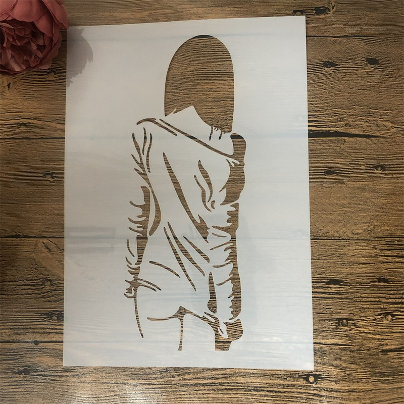 4Pcs A4 29cm Seksi djevojke ljubitelji poljupca DIY Šablone za slojeve Zidne slike Album za utiskivanje Ukrasni predložak