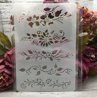 1Pcs 26*17cm Linije cvijeta Linije DIY Šablone za slojeve Zidne slike Album Bojanje Reljefni album Predložak za čestitke