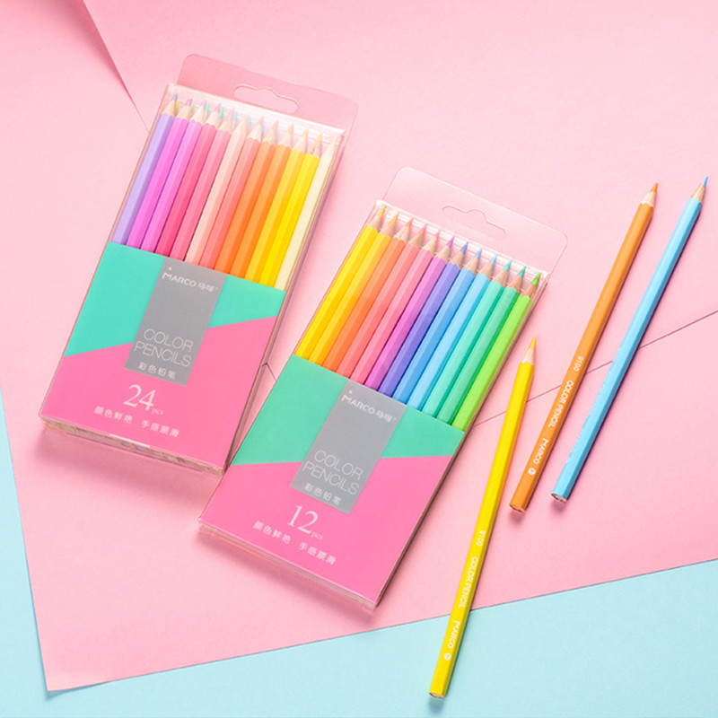 Marco 12/24 de creioane de culori Creion de pictură Creion de culoare non-toxic pentru școlari Seria 9100 Macaron