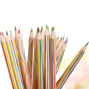 10 бр./лот Молив с цвят на дъгата 4 в 1 цветни моливи за рисуване Канцеларски материали за рисуване Офис материали Ученически пособия A6292