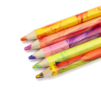 DEDEDEPRAISE 4-цветни смесени цветни моливи Комплект цветни моливи с дебело олово Рисуване Скициране на дървени цветни моливи Училищни артикули