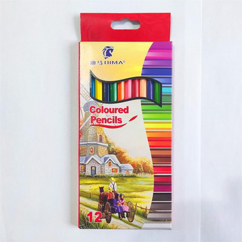12 бр./компл. комплект цветни моливи дървени маслени 12 цвята детско изкуство рисунка живопис графити оцветяване цветни моливи