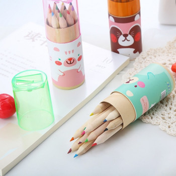 Kawaii 12 цветен концентричен молив с дъга Комплект цветни моливи Училищни пособия за рисуване на графити Рисуване