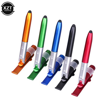 Химикалка 4 в 1 с LED светлина Мултифункционална сгъваема сензорна писалка Капацитивна писалка за таблет Мобилен телефон Поставка за мобилен телефон НОВО