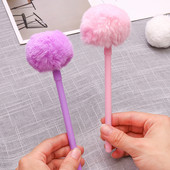 1vnt Mielas Pompom Gel Pen Spalvingas pliušinis rašiklis mokykliniai biuro reikmenys Kawaii Novel Kūrybinės dovanos mergaitėms Dovanų rašymo įrankiai
